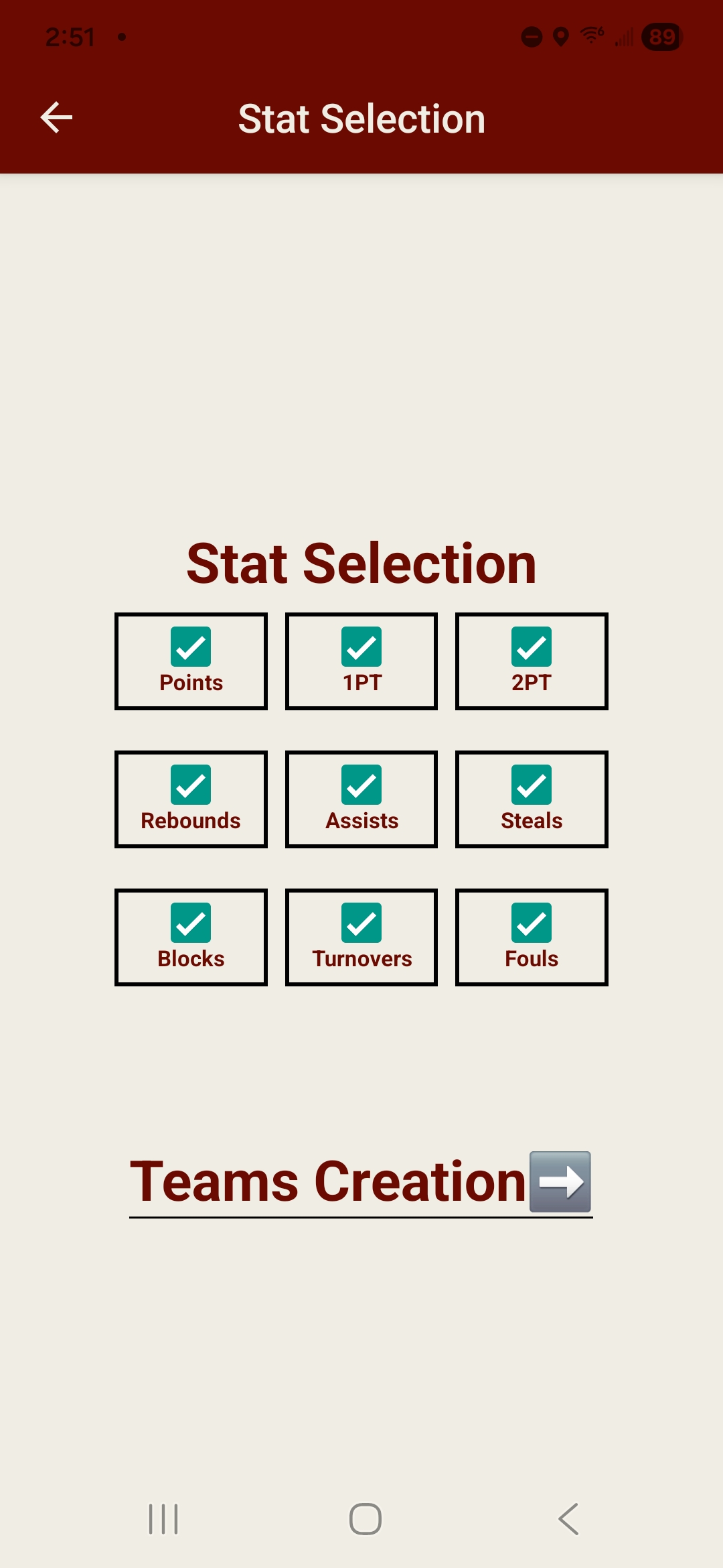 stat selection